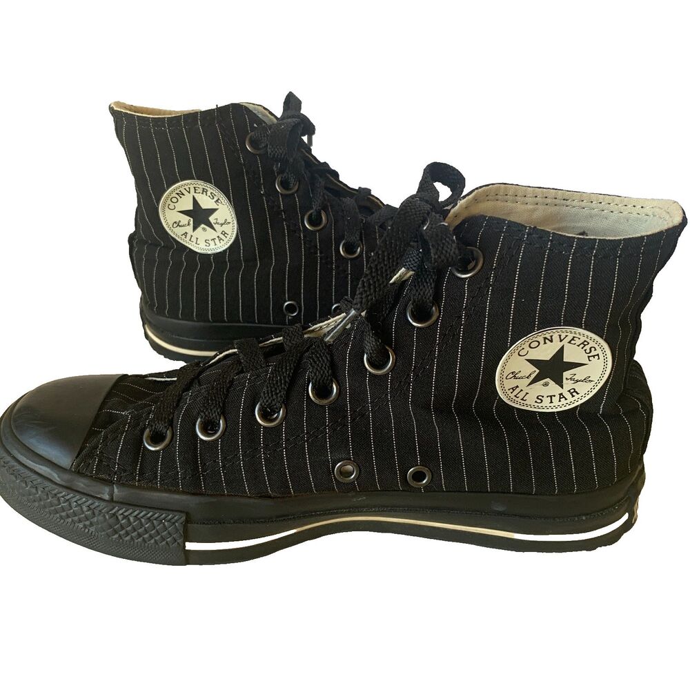 Chuck Taylor Black Pinstripe Converse High Top Tennis Shoes Women's 6 Men's 4
